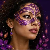 Woman wearing an ornate mask representing The Mask You Wear